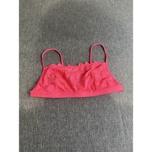 Aerie Bright Pink Floral Lace Bralette Women's Sz M Festival Romance Concert